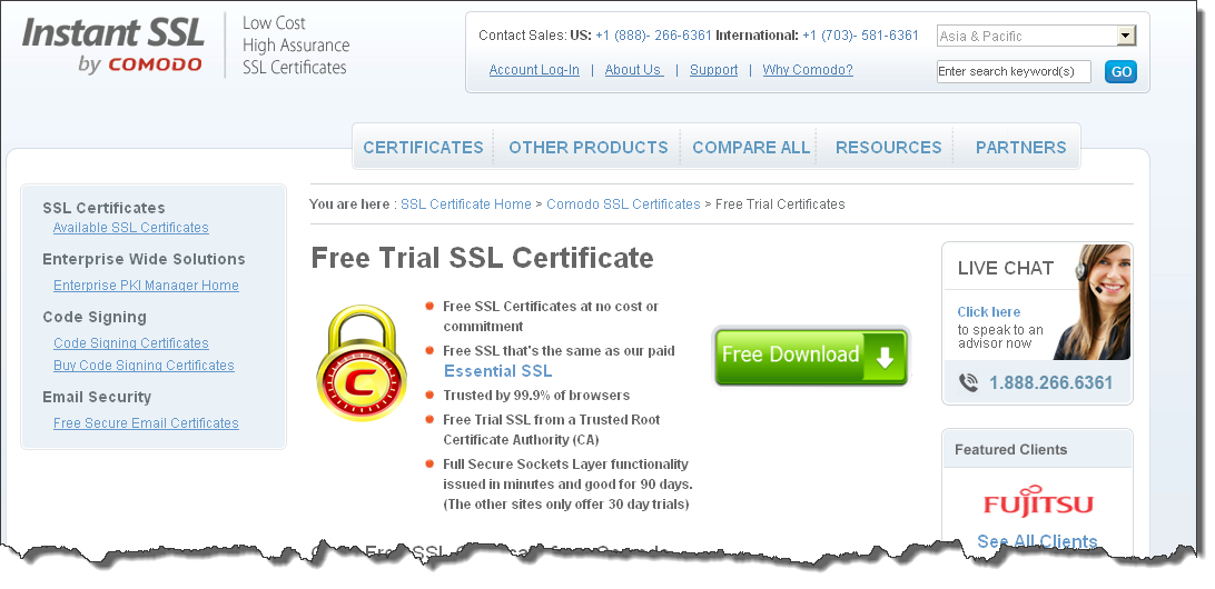 comodo free SSL